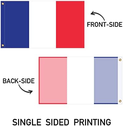 Banner Buzz Направете го видливо француско знаме плетена ткаенина 90 gsm - лесни, светли и живописни бои, месинг громи користат за цел