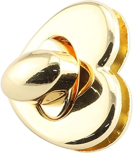 JCBiz 2pcs Метална форма на срцев облик на пресврт на пресврт за затворање на копчето за затворање на затворачот бледо злато за чанти