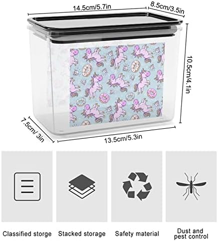 Розови Еднорози Крофни Контејнери За Складирање Виножито Проѕирна Пластична Кутија Со Капаци Канти За Повеќекратна Употреба За