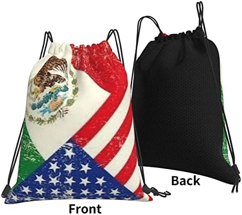 ЈОРА Мексиканско Американско Знаме Торба За Ранец Со Врвки, Водоотпорна Вреќа За Враќање На Жици, Торби За Влечење Во Теретана За