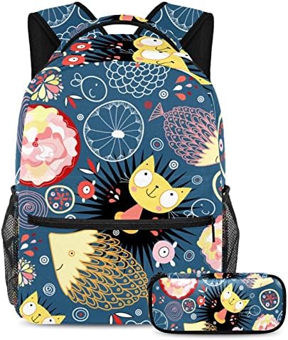 Vbfofbv Патнички ранец за жени, пешачки ранец на отворено спортски рак -рак, обичен дневен пакет, цртан филм животински риба мачка прекрасна