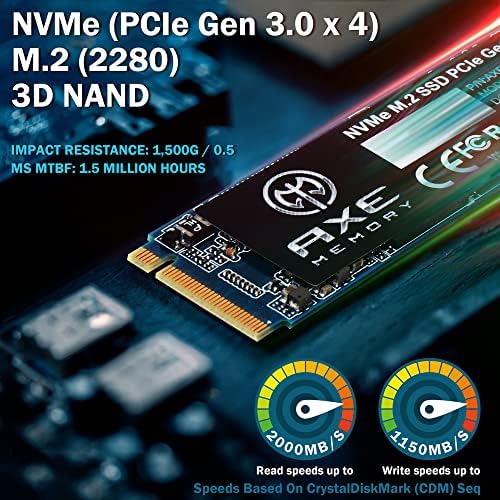 AX Memory 2TB NVME M.2 2280 PCIE Gen 3x4 Внатрешен погон на цврста состојба SSD