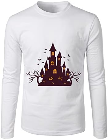 2022 година за Ноќта на вештерките, обични есенски зимски долги ракави o врат кошула печатена маичка со маички врвни кошули долга мета