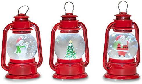 5 starsвезди Н & Р водеа Дедо Мраз за одмор црвена и зелена 3,5 инчи акрилен фенер Снежен глобус сет од 3