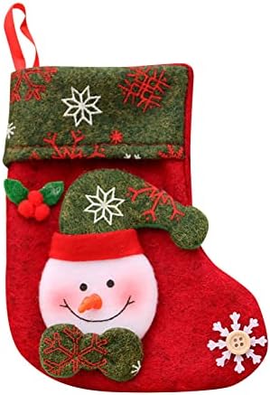 Божиќни чорапи крпа Божиќна чорапска торба и Божиќ што висат чорапи за украсување на забави и Божиќен цртан филм црвен сет витраж украси