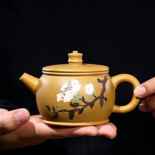 Модерни чајници чајник 170 мл виолетова глинена чајник со голема калибарска топка во форма на инфузер чај сад рачно изработена цветна шема котел