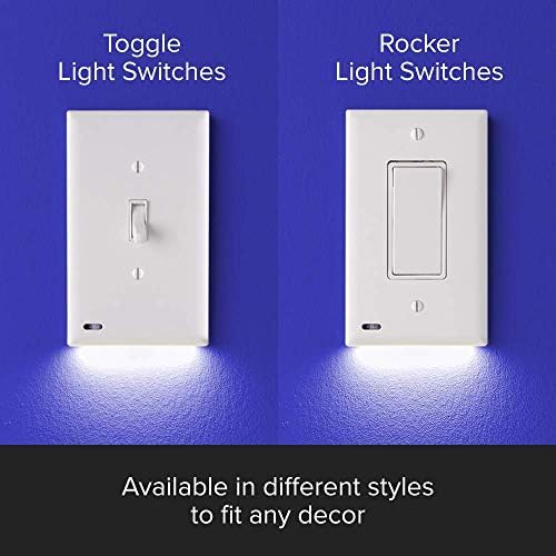 Snappower 2 SwitchLight SwitchLight - LED ноќно светло - за прекинувачи за светло -светло - плоча за прекинувач со светлина со LED ноќни светла - Прилагодете ја осветленоста - Auto Int/Off Sensor -