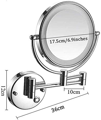 Vanity Mirror Mirror 10x/ 1x Зголемување шминка со LED светлосен wallид поставен двостран 8 инчи 360º вртење на вртење за бања и