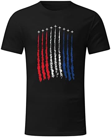 УБСТ 4-ти јули маички за кратки ракави за мажи летни патриотски американски знамиња за печатење на екипажот на екипажот на врвови