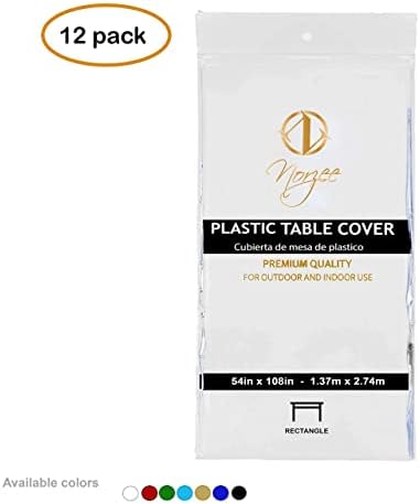 НОРЗИ 12-Пакет Бела Премија За Еднократна Употреба Пластични Чаршафи, 54 х 108 Пластични Маса Крпи За Партии За Еднократна
