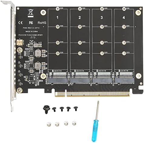 M. 2 SSD Адаптер, PCIE X16 Интерфејс NVME   Картичка Целосна Брзина Сигнал Висока Моќност DC Моќ Чип за 4 NVME PCIe Протокол SSDs ЗА PCIE3. 0 4.0