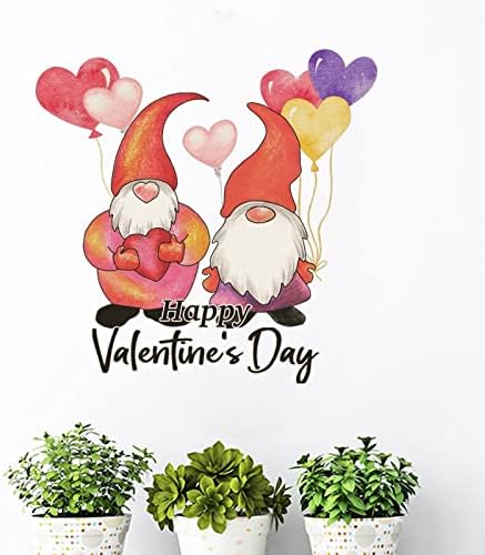 Среќен Денот на вineубените на налепницата за налепница за налепници за wallидни гноми двојка со розова loveубовна балон wallидни