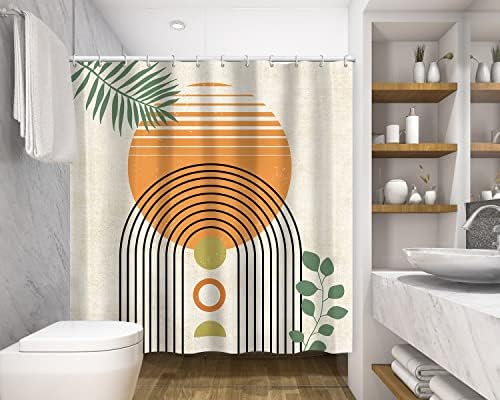 Артнме Апстрактна завеса за туширање Бохо Архен Сонце Беж модерни минималистички домашни кади за бања Закори за украсување со 12
