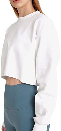 Gxfgzzrs жени исечени екипаж џемпери со долги ракави пулвер тренингот на култури атлетски салата кошули за жени