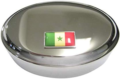 Тенка Гранична Република Сенегал Знаме Овална Ситница Кутија За Накит