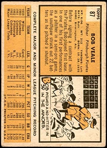 1963 Топс Боб Веле Пирати Бејзбол картичка 87