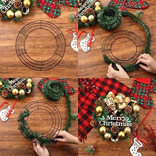 12 парчиња метална рамка за венци темно зелена жица тркалезни прстени со жица рамка за венец за Божиќна новогодишна забава