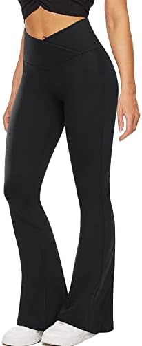 Women'sенски V вкрстено половината се разгоре од џемпери со високи половини, елегантни јога панталони летни цврсти бои за јога хеланки
