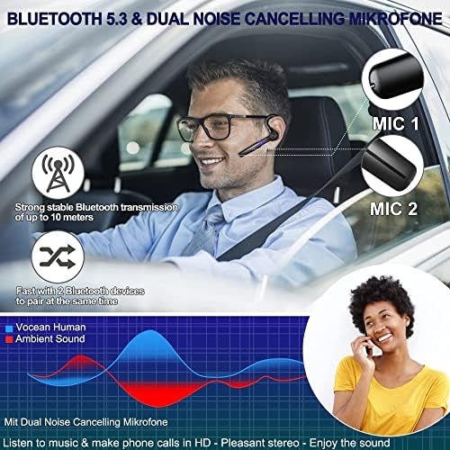Bluetooth Слушалки Со Микрофон, 48 часа V5. 3 Безжични Слушалки Без Раце Bluetooth Слушалки За Мобилен Телефон/Бизнис/Канцеларија/Возење/Возач