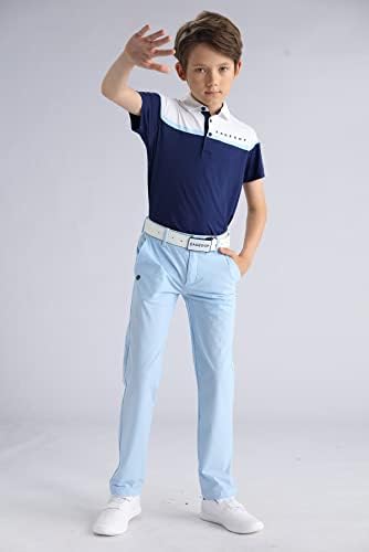 EageGof Kid Golf Polo кошула брзо сушење на момчето со кратки ракави со кратки ракави, спортско мека кошула за тенис на отворено, тениски