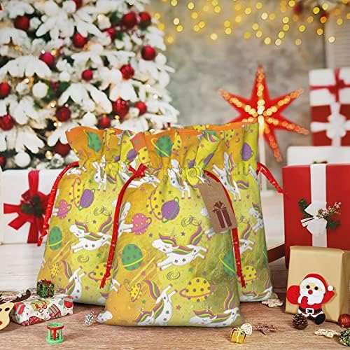 Жици За Влечење Божиќни Торби За Подароци Смешни-Еднорог-Прскање-Простор Подароци Торби За Завиткување Божиќни Вреќи За Завиткување Подароци