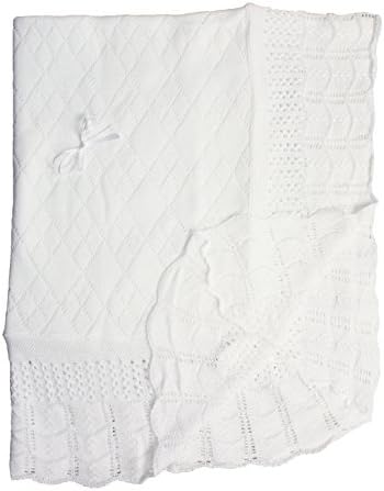 Бебе фенси крштевање бела рачна капчиња акрилна шал/ќебе 49 x 39 во - лак лак