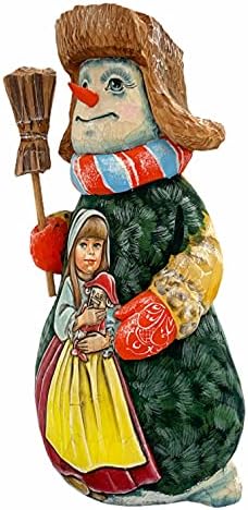 Дрвен Божиќен снежен човек 8,46 Висок фигура пријател на Русин Дедо Мраз е со убов од руски уметници од Сергиев Посад. Девојка на Автор