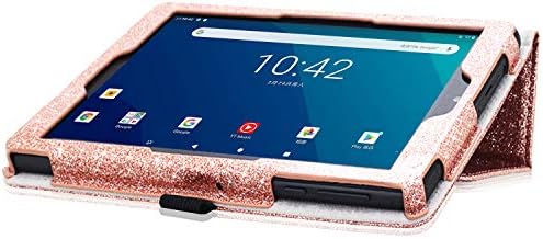 Dmluna Case само за Onn 8 Tablet Pro, Folio кожен покритие куќиште со држач за картички за рака, сјајно розово злато