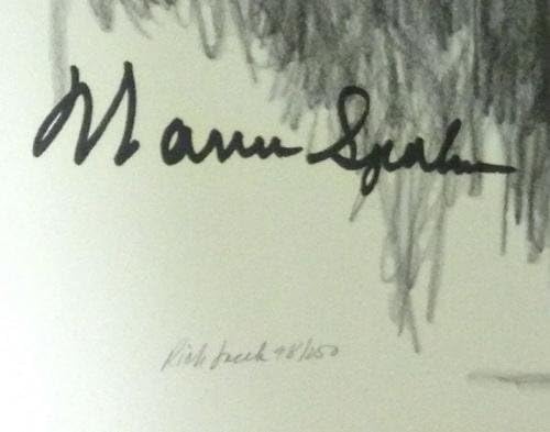 Ворен Спахн Храбрите потпишаа 11x14 литографски хоф уметник автоматски LE/250 COA - автограмирана MLB Art