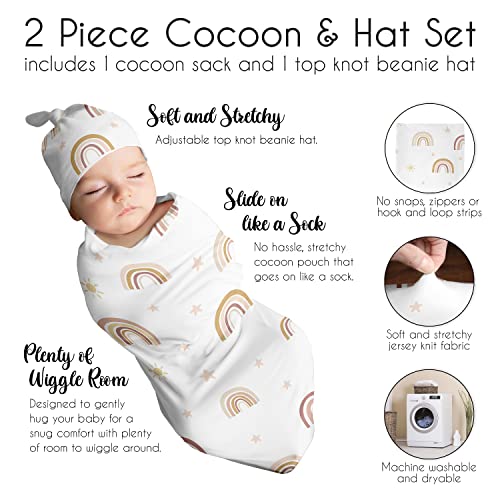 Слатка Jојо Дизајн Бохо виножито девојче кожурец и бени -капа постави дрес Стенгин плетен новороденче за спиење завиткана вреќа, руменило