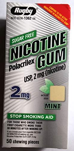 Рагби шеќер без никотин Полакрилекс џвакање ~ 2 мг ~ вкус на нане ~ 50 парчиња за џвакање ~ Престанете со помош за пушење