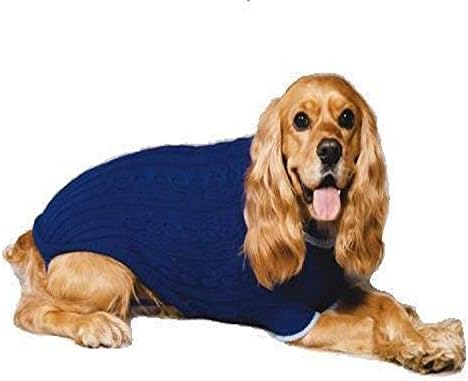 Модни миленичиња изгледаат добро! Класичен кабелски џемпер - кобалт сина - x -large