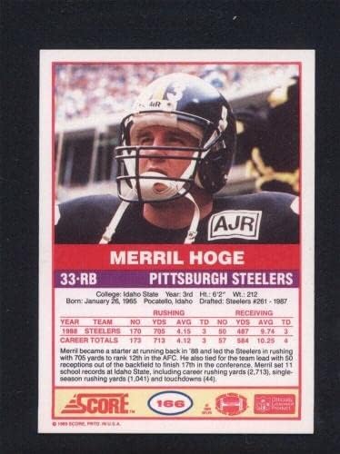 1989 Резултат 166 Мерил Хог потпишана автограмирана картичка челичари JC LOA *529852 - NFL автограмирани фудбалски картички