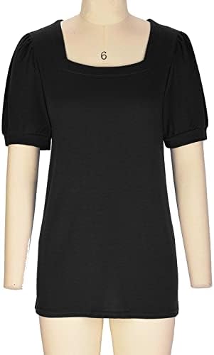 Туники за ракави за ракави за женски облечени каузални летни маици врвови елегантна квадратна врата маичка цврсти кошули за блуза