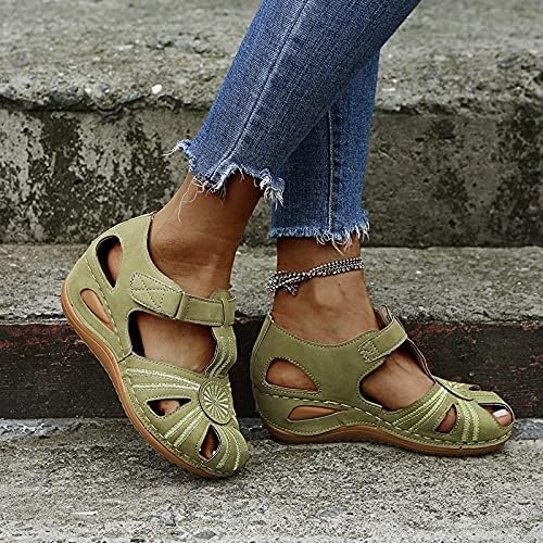 Summerенски летни сандали обични бохемија гладијатор клинови чевли удобни каиш на глуждот на отворено платформа сандали меки единствени клин -сандали