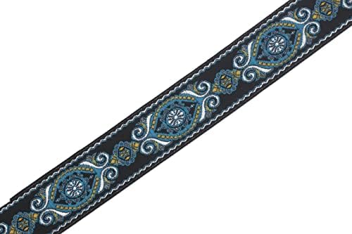 11 дворови ширина од 0,98 инчи широки сини и црни џакардски тримки quакард лента декоративна занаетчиска лента за шиење на лента за шиење ткаени