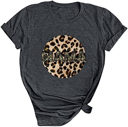 Womenените врвови бејзбол мама, смешна леопард графичка мама кошула Денот на мајката краток ракав летна обична маица