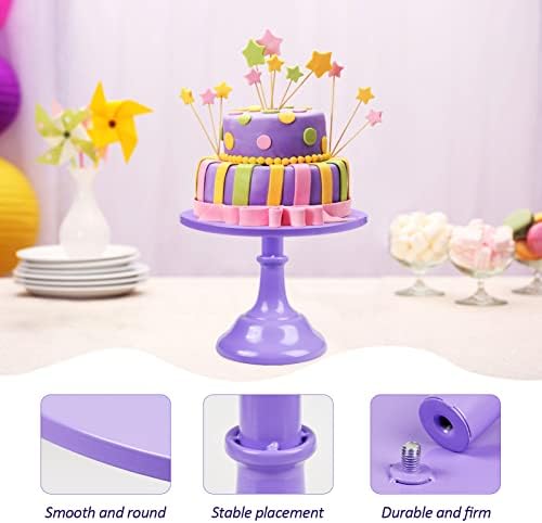 3 ПАРЧИЊА Држач За Торта Поставете Виолетов Држач За Кекси Десерт Дисплеј Тркалезна Метална Послужавник За Сервирање За Туш За Бебиња Свадба