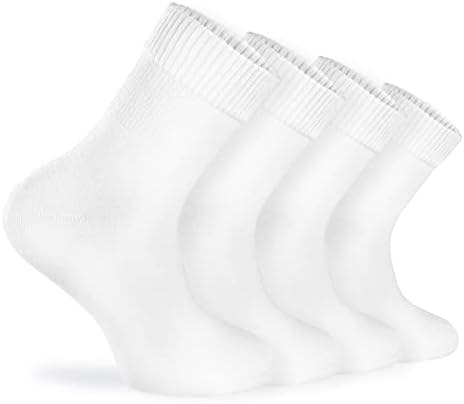 Бамбус Дијабетични Чорапи Жени-4 Пара, Глуждот Дијабетични Чорапи, Меки, Широк, Растеглив, Беспрекорен Прст, Идеален за Отечени Нозе.