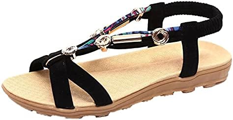 Flekmanart жени римски сандали крст бенд лента клин -сандали дишејќи обични летни фустани сандали бохо елегантни чевли