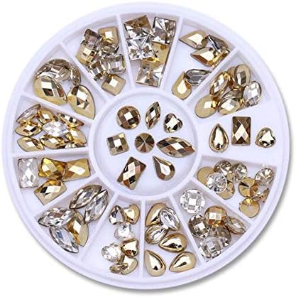 XINYU 12 кутии/поставени холографски нокти со нокти со нокти за нокти, сјајни сјајни секвенци на ноктите со кристали AB Nail Gems Diamonds за дизајн на акрилни нокти и украси, 5