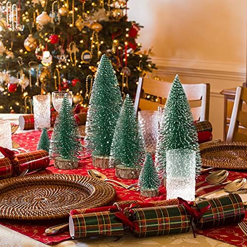 6 парчиња Мини Украси За Новогодишни Елки - Мали Дрвја Со Четки За Шишиња, Вештачка Елка За Маса За Внатрешна Домашна Забава На Отворено