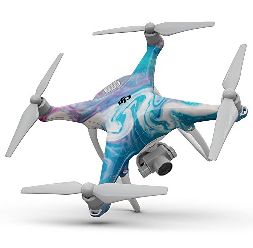 Дизајн Скинц Дизајн Скинц мермерна сина рај V45 со целосен дел од телото, комплет-комплет, компатибилен со дронот DJI Phantom 4 Pro