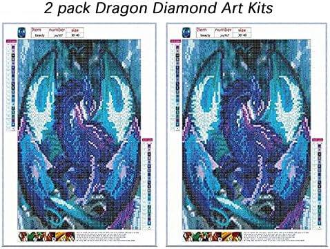 2 пакувања 5D комплети за сликање на дијаманти - Симпатибилен дизајн на сина змеј со целосна вежба за дијаманти за вежбање -