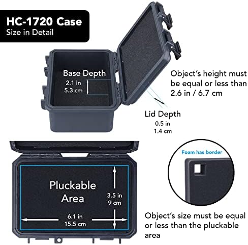 Lykus HC-1720 Mini Hard Case Draw Box со вметнување пена, големина на ентериер 6.5x3.9x2.7 во, IP66 Splash-Proof, погоден за мобилни телефони,