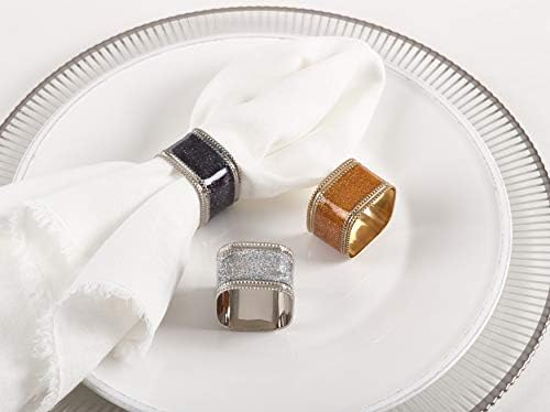 Саро животен стил Charmee Collection прстен на салфетка, 1,5 x 1, сребро