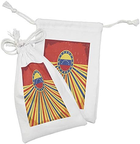 Амбесона Венецуела Ткаенина Торбичка Сет на 2, Гроздобер Стариот Дизајн Постер Знаме Распоред Во Живописни Тонови, Мали Врвка Торба