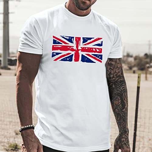 Преголеми маички за мажи за мажи Машка Англија знаме за печатење маица блуза со кратки ракави со блуза со кратки ракави на врвови маица