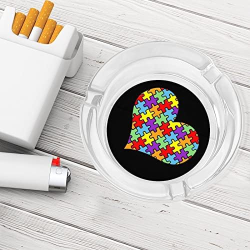 Свесност за аутизам срце стакло пушење пепелници цигари цигари тркалезни држачи за фиока за подлога за затворено отворено