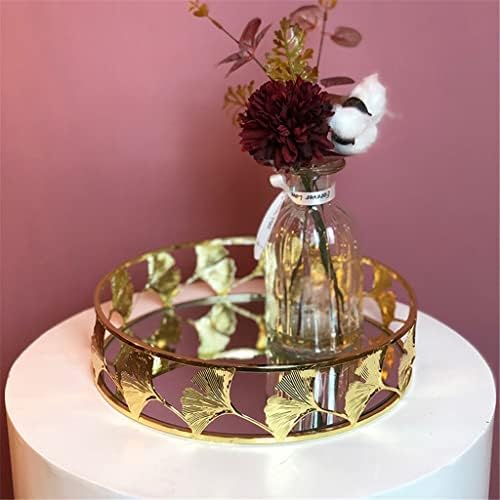 Irdfwh златен метал лисја од лисја тркалезна фиока модел на домаќинство просторија декорација за облекување козметичка кутија за складирање